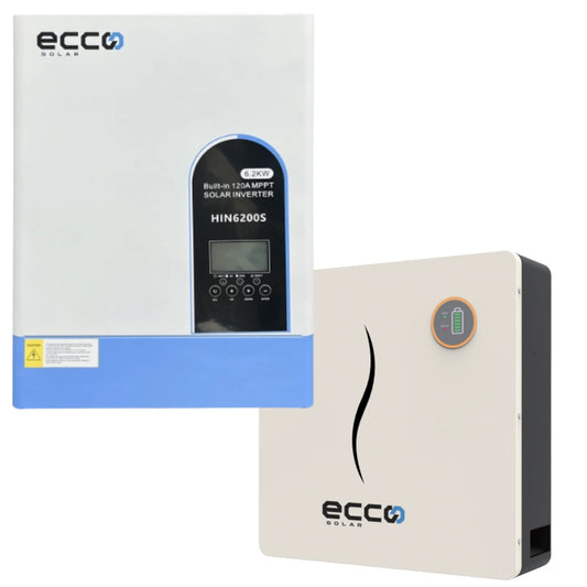 6.2KVA Ecco Pure Sine Wave 6200 Watt Inverter with 5.12KWH Lithium Battery Combo