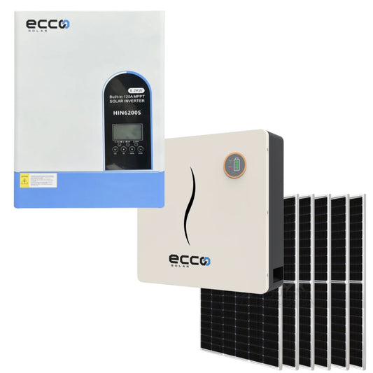 6.2KVA/6200W Ecco MPPT AND 5.12 KWH Ecco Battery 6X 460W Mono Solar Panels Inverter Combo