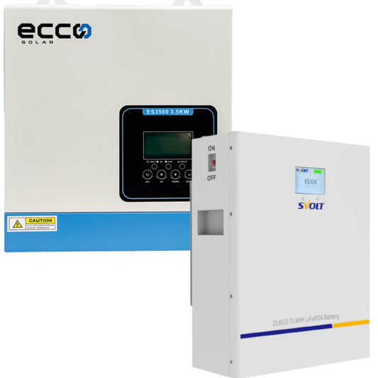 Ecco 3.5 KVA 3500 WATT MPPT 100A Svolt 106 AH 2.71 Lithium Combo