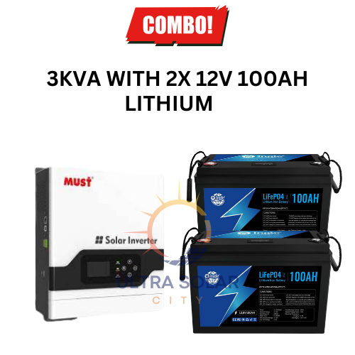 3KW 24v Hybrid Inverter With 2x 12v 100h Lithium