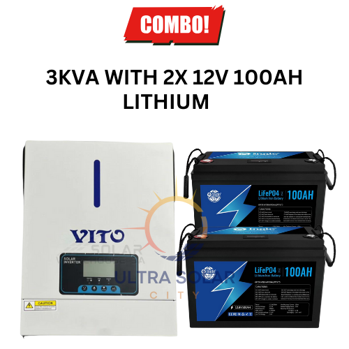 3KW 24v Hybrid Inverter With 2x 12v 100h Lithium