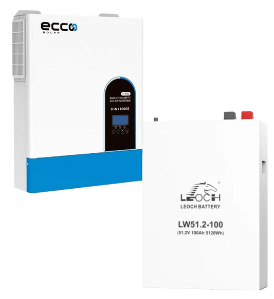 6.2KVA Ecco Pure Sine Wave 6200 Watt Inverter with 5.12KWH Lithium Battery Combo