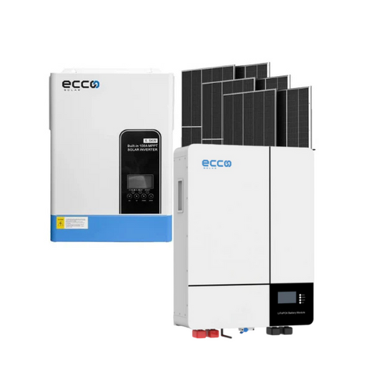 6.2KVA ECCO Hybrid Inverter and Battery 48V ECCO 5.12 KWH Lithium Battery Plus 6 X 460W PANEL