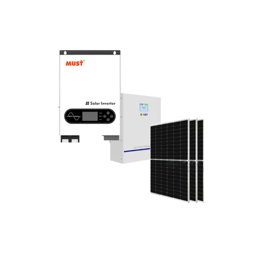 Must 3.6kw 3600w 100Amp 24v Svolt 2.71 KwH Lithium (25A) 3X 580W Mono Solar Panels Combo Kit