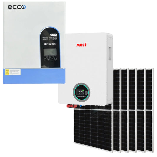 6.2KVA/6200W Ecco MPPT AND 5.12 KWH Must Battery 6X 460W Mono Solar Panels Inverter Combo