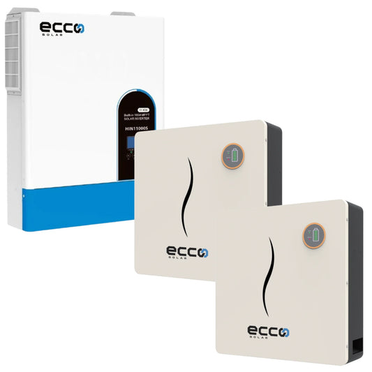 11KVA Ecco Solar Inverter and 2 X 5.12 KWH 100AH Lithium Ecco Solar Batteries combo