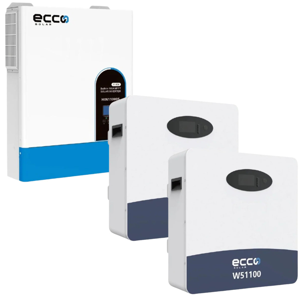 11KVA Ecco Solar Inverter and 2 X 5.12 KWH 100AH Lithium Solar Batteries combo