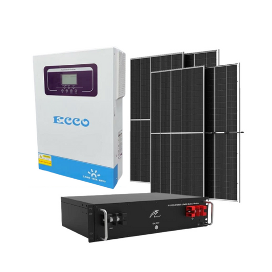 Ecco Solar 3.5 KVA MPPT 100A & Ritar 2.56 KwH 100ah & Lithium 4X 450W Mono Solar Panels Loadshedding Combo Kit